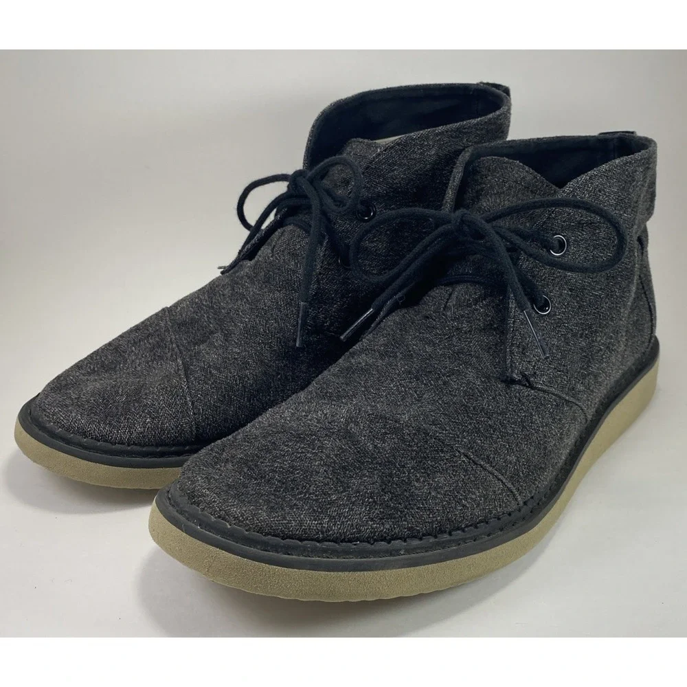 Toms Black Chukka Mateo Ankle Boots Black Charcoal Mens Size 9 Lace Up